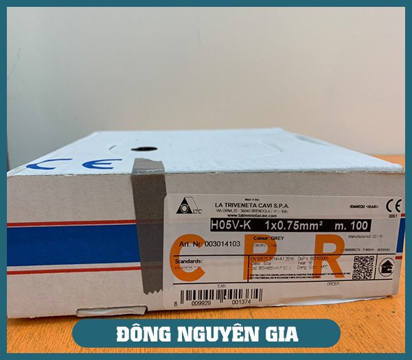 Cáp đơn mềm H05V-K 1x0.75mm2